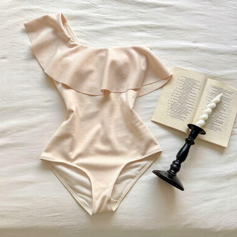 French retro slim niche design hot spring vacation one-piece conservative swimsuit  s shoulder swimsuit M