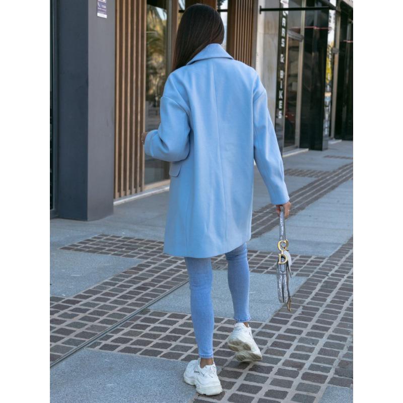 Evropský a americký podzimní/zimní kabát s dvouřadým zapínáním a límcem