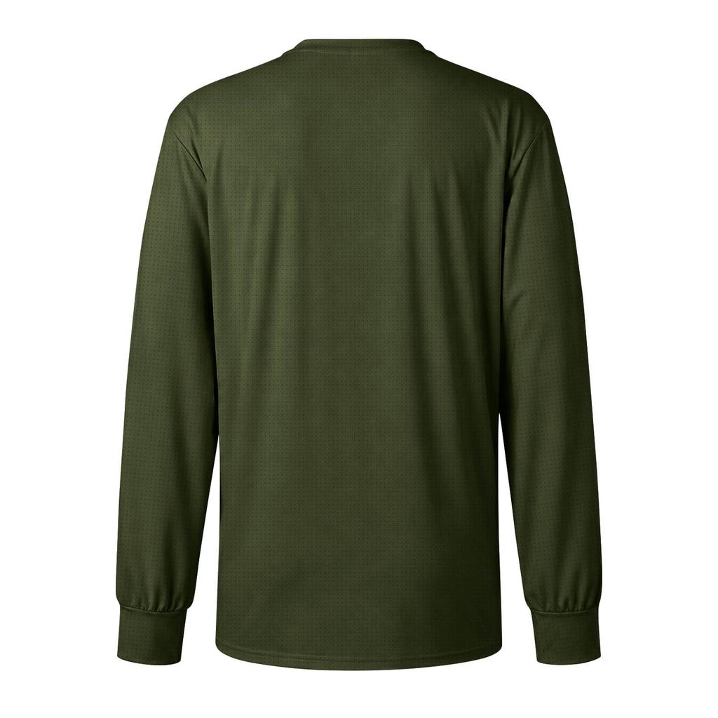 Maglia da uomo a maniche lunghe, girocollo, traspirante, fresca, atletica, per allenamento e uso casual