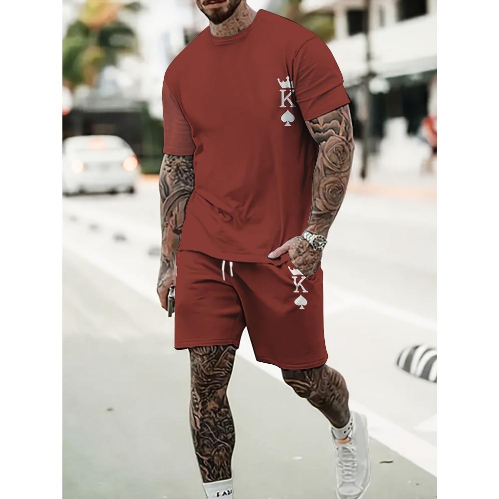 New Summer Men's Two-piece T-shirt And Shorts Set Casual Short-sleeved T-shirt And Shorts Two-piece Set Daily Casual Style