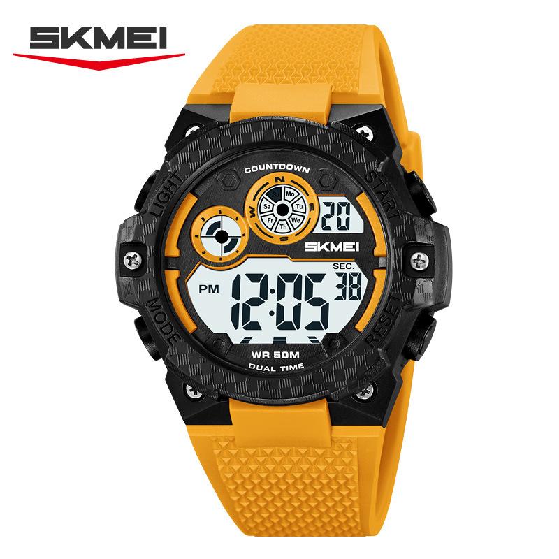 

Large dial sports watch men s multi-function dual-time luminous electronic watch student watch жовтий