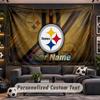 Wall Hanging Tapestry Custom NamePittsburgh Steelers Pattern Personalized Printed Fabric Wall Decor