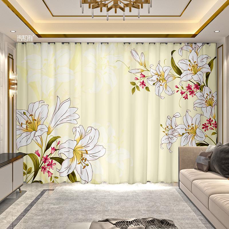 2 Panel Flower Rose Curtains for Girls Bedroom Living Room Floor-to-ceiling Window Kitchen Bathroom Blinds Cortinas Drapes