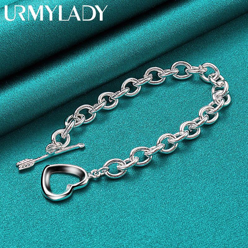 925 Sterling Silver Heart Arrow Bracelet For Women Fashion Jewelry