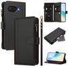 For Google Pixel 9a Leather Case 9 Card Slots Zipper Wallet Stand Phone Cover with Wrist Strap