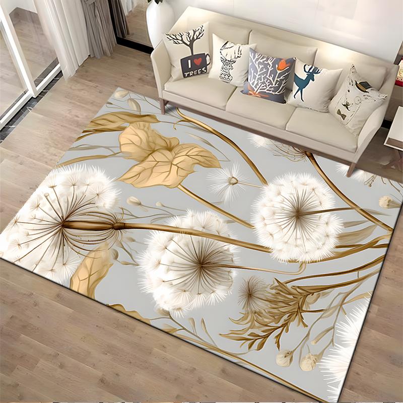 Dandelion and Leaves Design Rug Non-slip rug suitable for living room and bedroom sofas