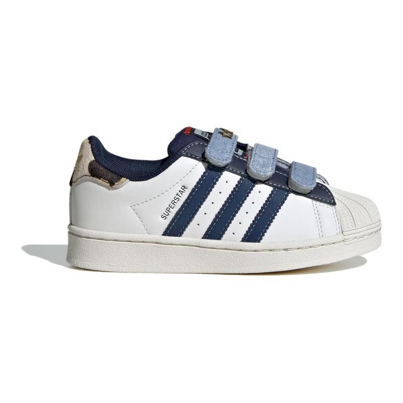 adidas Originals SUPERSTAR Abrasion Resistant Low Top Kids' Skateboarding Shoes White Cyan Kids' Sneakers IH3290