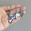 Silver-Plated Double Heart Necklace & Heart Earrings Set