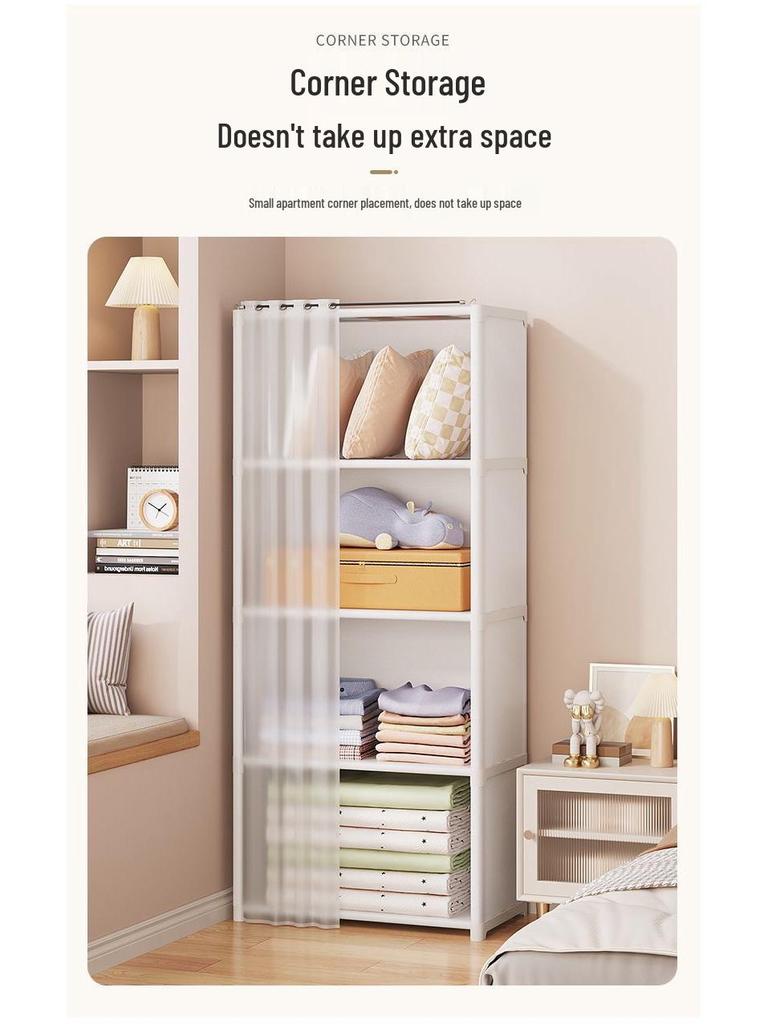 Thickened Multifunctional Storage Rack: Bookcase, Wardrobe, and Toy Organizer with Dustproof, Detachable Design.