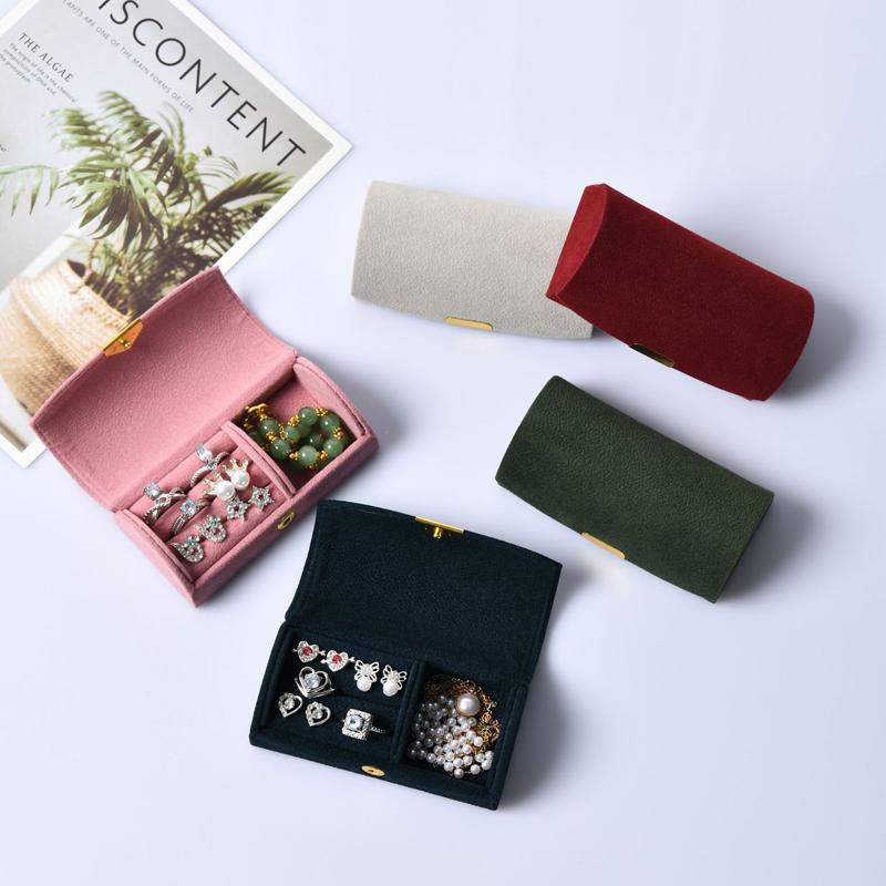 Kleine Schmuckaufbewahrungsbox Tragbar Reise Einfach Samt Ring Halskette Ohrringe Aufbewahrungsbox Reise Organizer Display Geschenkbox Neu