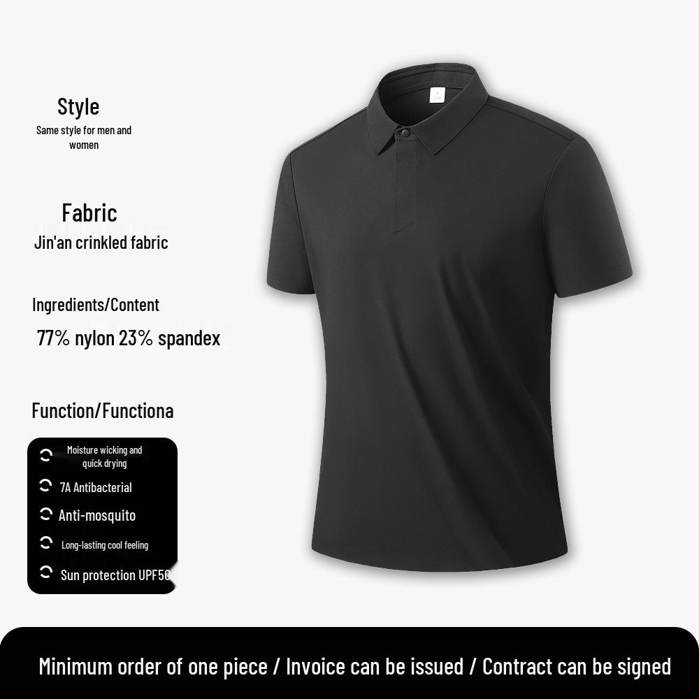 Men's Ice Silk Quick-Dry Short Sleeve Polo Shirt - Customizable Logo, Summer Business Casual Sports Tee