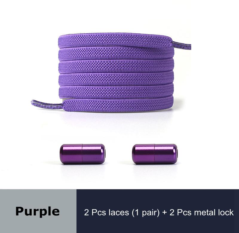 1 Pair No Tie Shoelaces for Sneakers Elastic Flat Shoe Laces Metal Lock Without Ties Quick Tieless Shoelace for Shoes Kids Adult