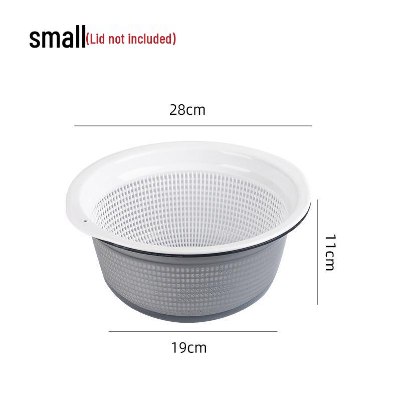 Large Kitchen Double-Layer Drain Basket with Lid for Fruit & Vegetable Washing and Storage