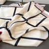 Simple Large Checkered Faux Silk Printed Square Scarf Shawl Neckerchief High-end Tie-on Small Square Headscarf Silk Scarf