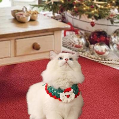 Adjustable Cat Collar with Knitted Scarf for Pets Holiday