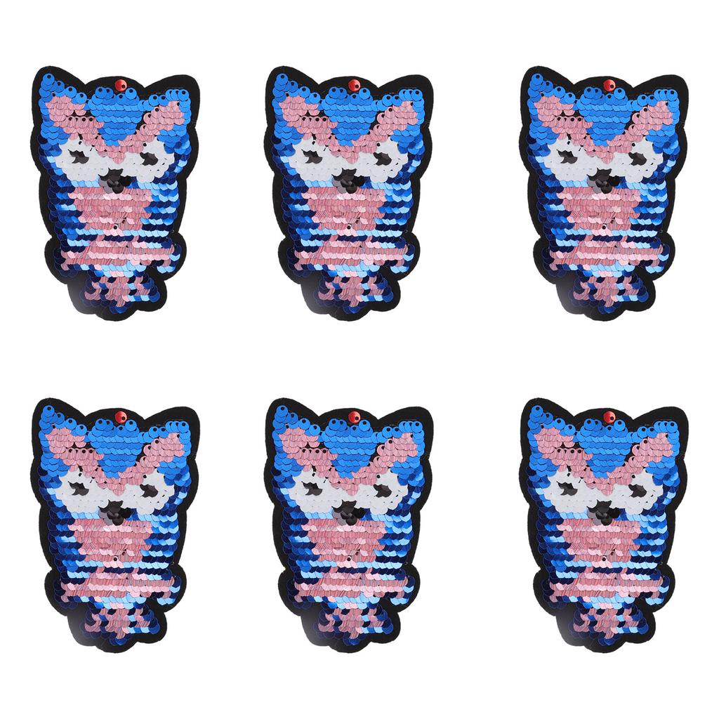 6 Pcs Embroidered Patches Cartoon Sequins Owl Shape Covering Breakages Stains Iron On Patches for DIY Clothing Hats