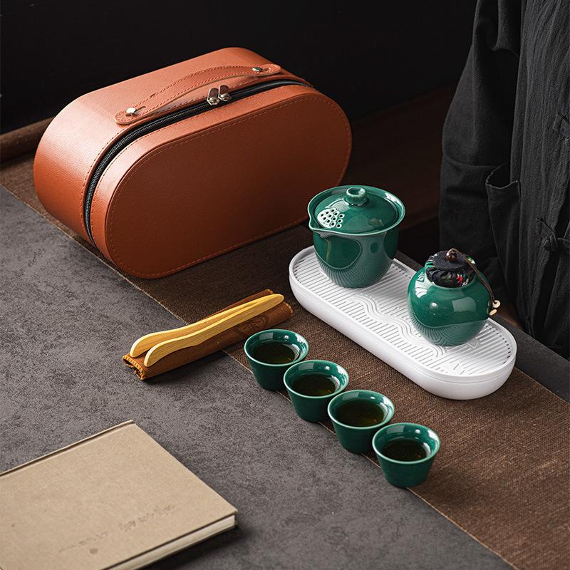 Travel tea set Car Geyao Kuaike Cup Outdoor camping Portable ceramic teapot Teacup Business available