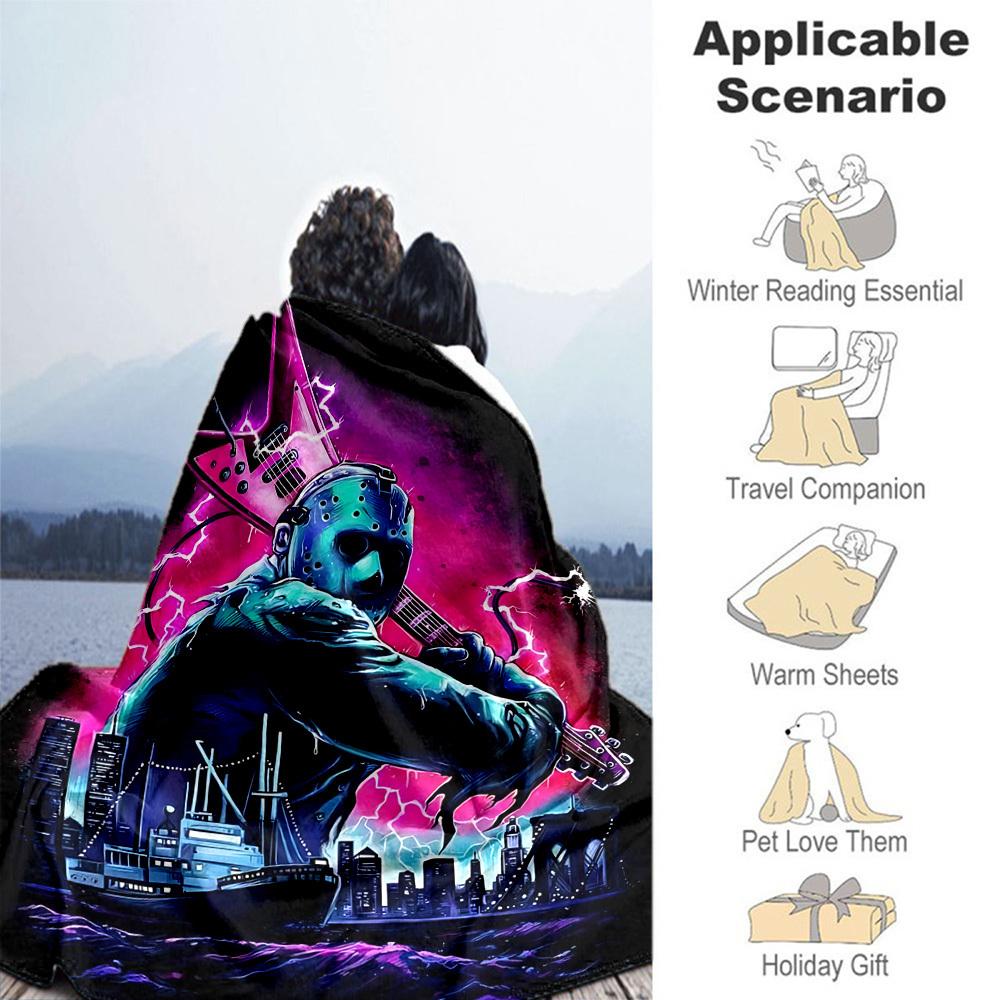 1pc Guitar Jason Outdoor Blanket Lightweight Flannel, Soft & Warm, All Season Use for Sofa, Outdoor, Camping, Living Room, Office, Chair