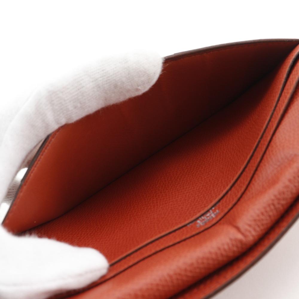 HERMES Bean Purse Orange/SilverHardware Epsom Women Used