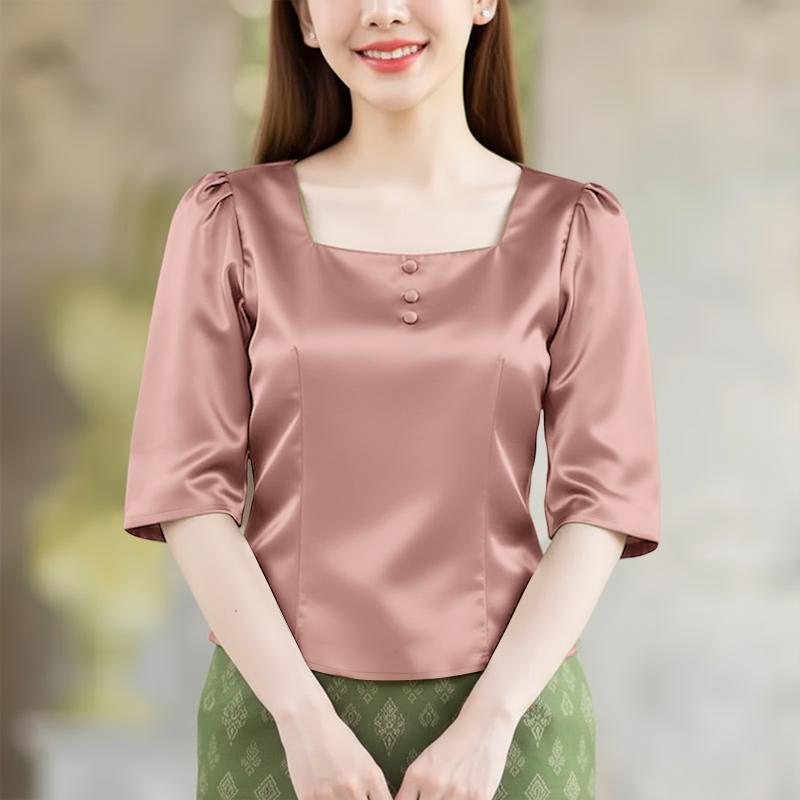 ZANZEA Women Casual Square Collar Summer Half Sleeve Blouse