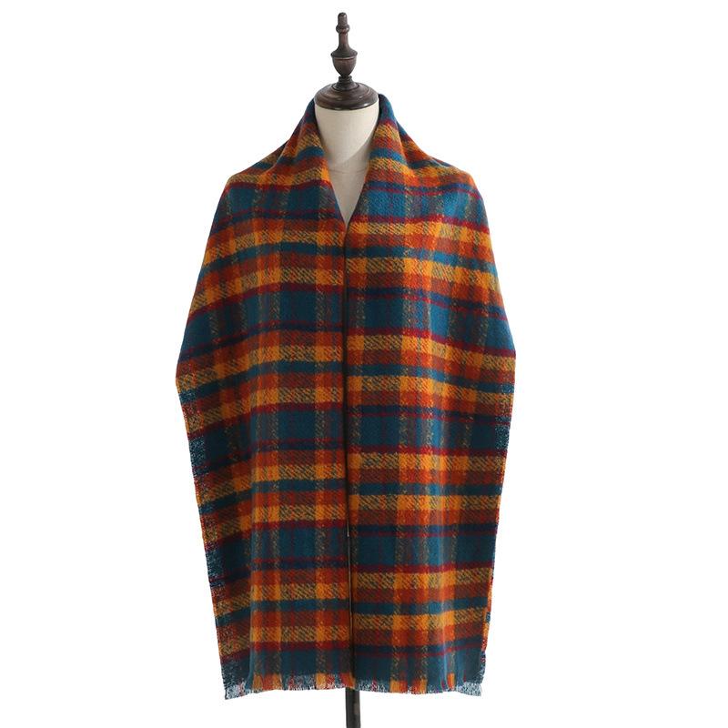 Fashion Plaid Scarf Women's New Autumn and Winter Sweet Imitation Cashmere Scarf Thickened Warm Shawl
