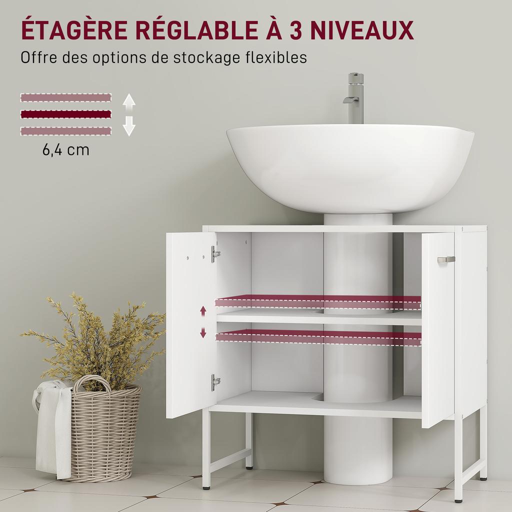 Bathroom Vanity Unit, Under Sink Storage Cabinet with Soft-Close Doors for Basin without or with Pedestal, White