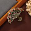 Retro neue ausgehöhlte Fan Brosche Damenmode Blume Cheongsam zugeknöpfte Brust Blume Zubehör Pin