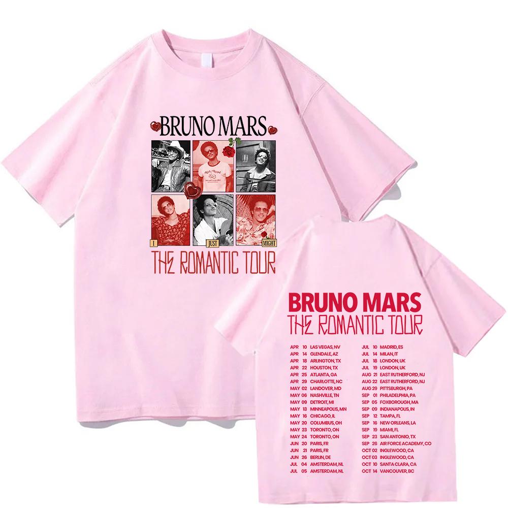 Bruno Mars The Romantic Tour2026 Pop Music Tour Graphic Printing T-shirt Cotton Hip Hop Gothic Streetwear Graphic Printing Tops