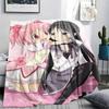 1PC Puella Magi Madoka Magica Print Flannel Blanket, High Quality All Seasons, Home Decor, Warmth and Comfort, Perfect for Christmas Gifts