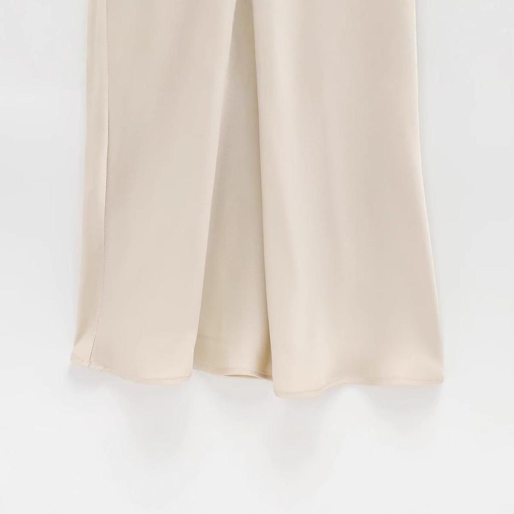 2025 Spring Women's European & American Style Silk Satin Slimming Knot Dress