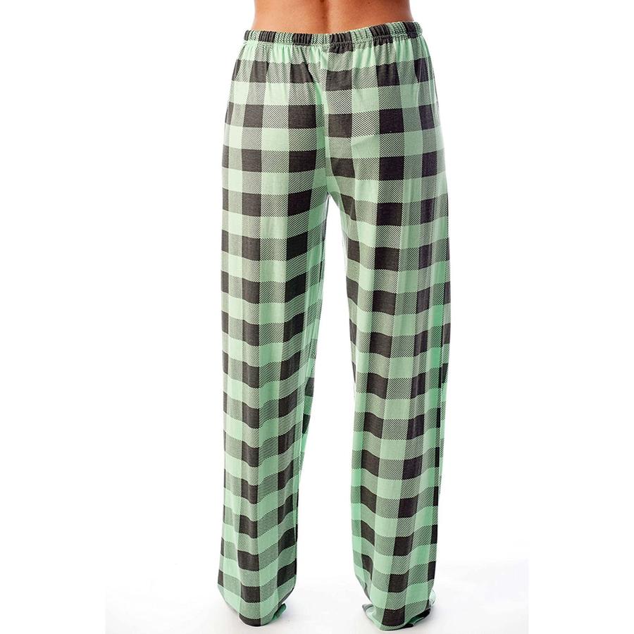 Women's Spring/Autumn Tie-Waist Plaid Printed Pants Casual Trousers Loungewear Pants