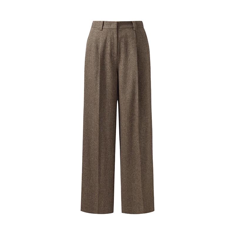 GOELIA Women's Washed Wool Straight-Leg Trousers