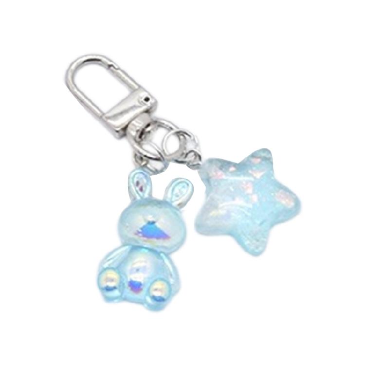 Стильный брелок-аксессуар Полупрозрачная подвеска в виде звезды и кролика Брелок-украшение синий