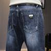 Men Jeans Casual Denim Straight Losse Dark Blue Jeans