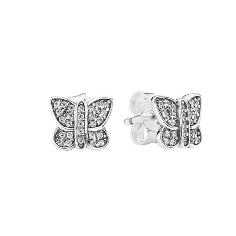 Pandora Butterfly Design 925 Silver Earrings Women earrings 290571CZ Box