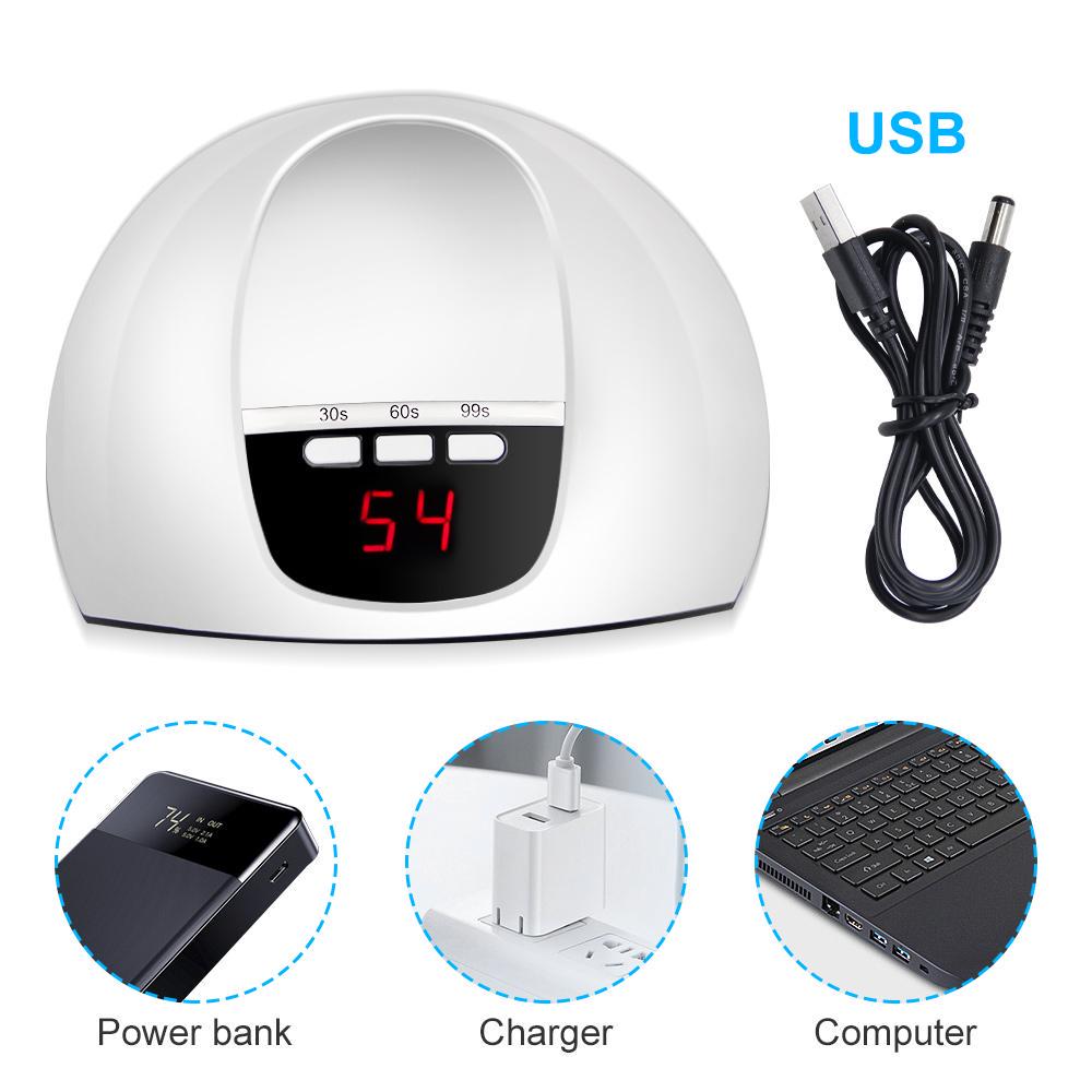 45W 15 LEDS UV Nail Polish Dryer Lamp Gel USB Acrylic Curing Light For Nail Machine Curing Lamp With Timer 30s/60s/99s Setting Women Gift