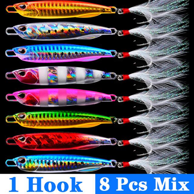 

8 шт./лот, новый набор приманок для джиггинга, рыболовные приманки, металлическая блесна, ложка, приманка для рыбы, японские рыболовные снасти, Pesca Bass, тунец, форель