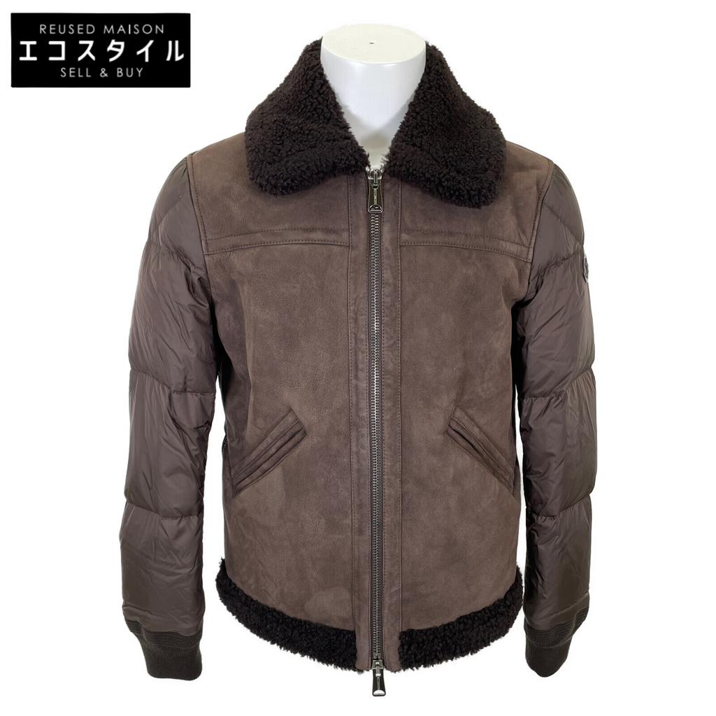 Moncler [Good condition/Domestic Regular] EDWIN Edwin Suede/nylon Switching Boa X Down Jacket 2 BrownUsed