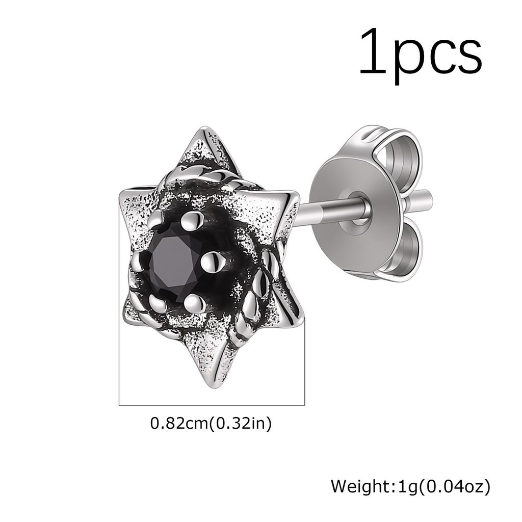 Xiaomi Vnox Mens Hexagram Stud Earrings Copper Black White Zircon Six‑Pointed Star Punk Retro Ear Studs Jewelry for Men Party Gifts
