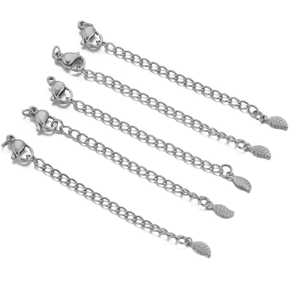 Stainless Steel & Titanium Necklace Extension with Lobster Clasp & Beaded Tail - DIY Accessory Set