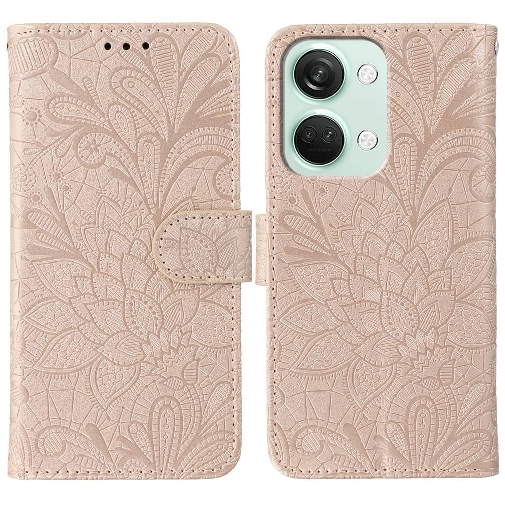 For OnePlus Nord 3 5G Case Lace Flowers PU Leather Flip Wallet Phone Cover