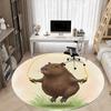 1pc Jumping Capybara Office Round Rug, Non-slip, Soft and Durable Office Rug for Interior Decoration, Perfect for Office,Decoration Yy260204059