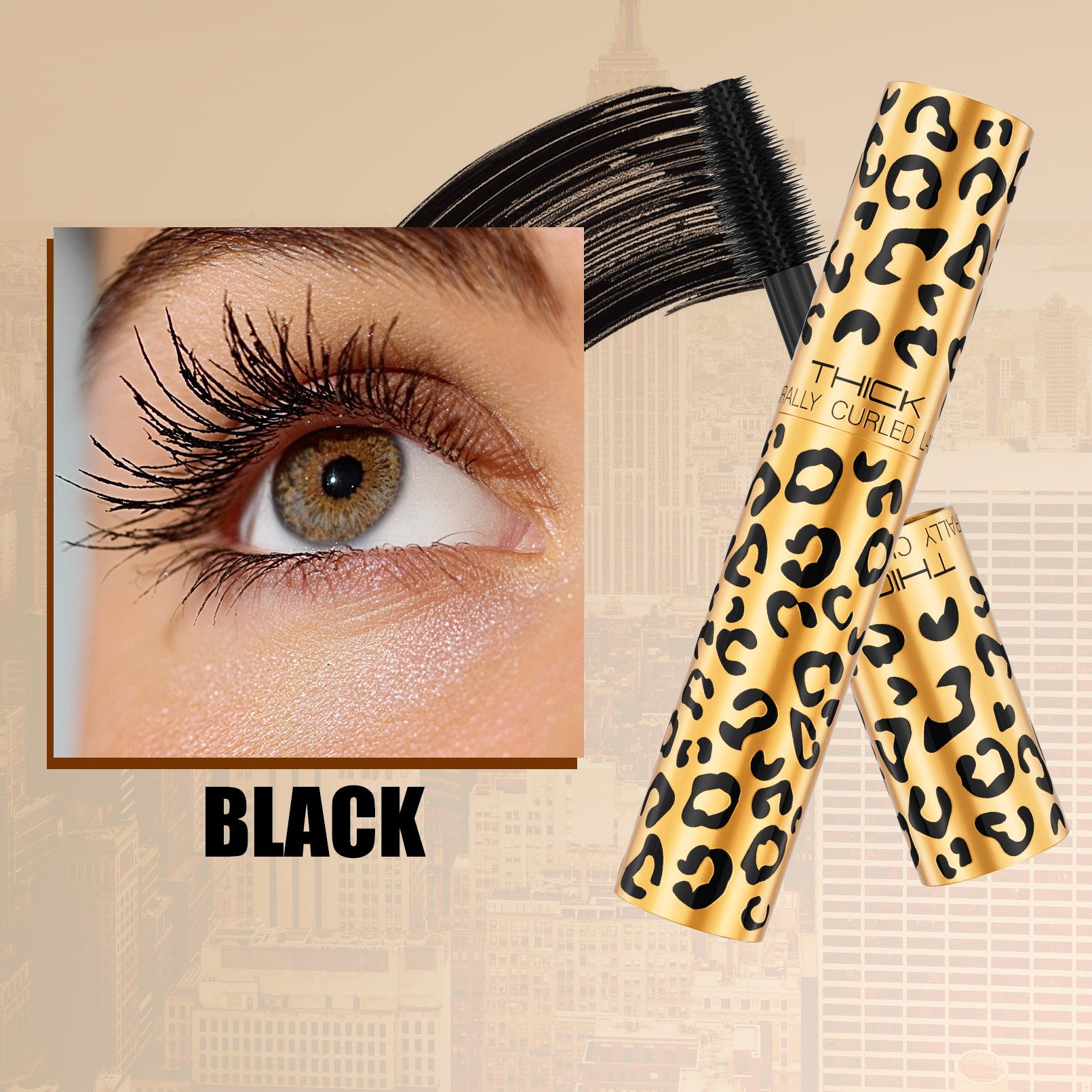 European And American Hellokis Leopard Print Mascara, Slender And Curled Natural Dense Waterproof Mascara 10ml