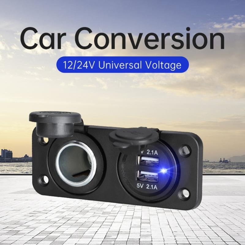 Power Adapter Outlet Accessories 12-24V Car Charger Socket Splitter Double USB Charging For Car Motorcycle