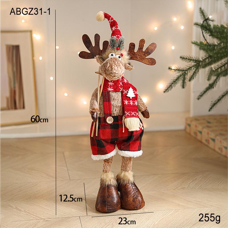 Large Retractable American Cartoon Plush Elk Christmas Ornament Doll