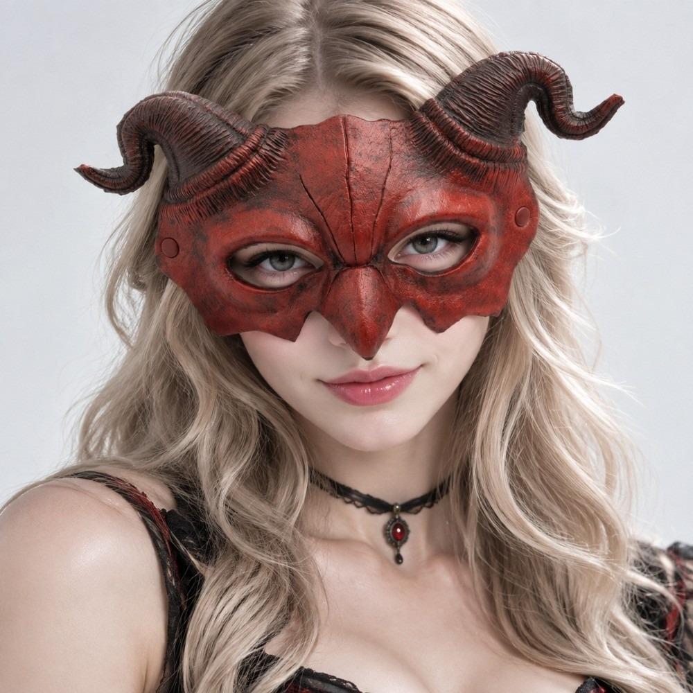 Cosplay Party Horned Devil Mask Pu Foam Festival Party Mask Creative Half Face Mask  Halloween