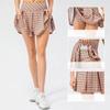 Women's Plaid Sports Skirt Pleated Skirt Outdoor Running Dance Anti-exposure Double-Layer Skirt Pants Yoga Tennis Skirt