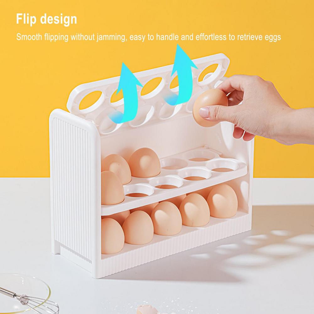 Egg Storage Holder Fridge Organizer Egg Holder 3-Tier Space-Saving Shelf For 30 Eggs Refrigerator Door Egg Organization For