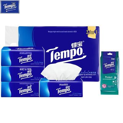 Tempo 4-lagige Gesichtsreinigungstücher mit Feuchttüchern