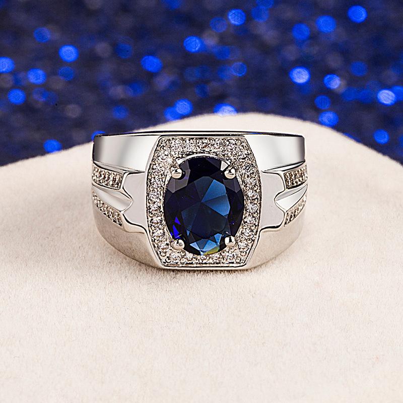 SACE GEMS Luxurious Copper Alloy Zircon Wedding Engagement Ring Men Jewelry Gift